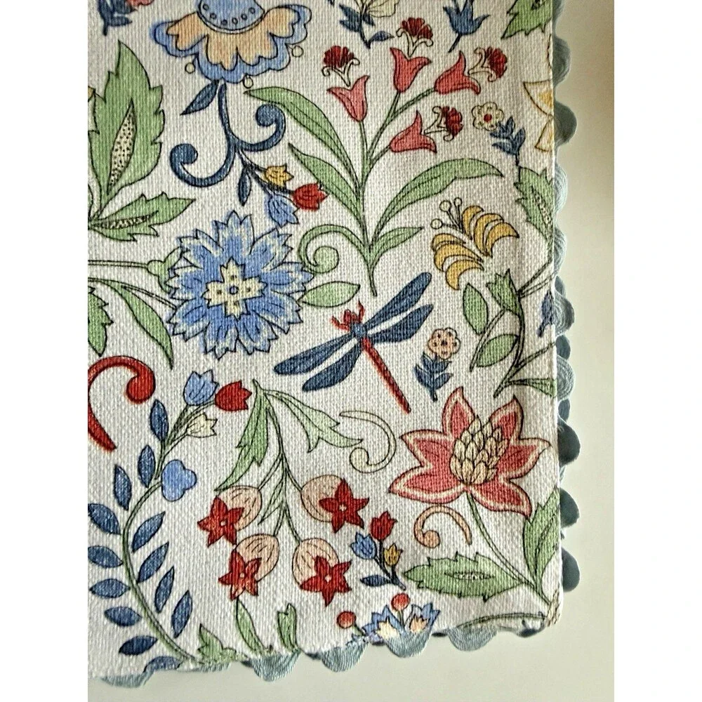 Rachel Zoe Placemats Reversible Spring Flowers Dragonflies Butterflies Set of 4
